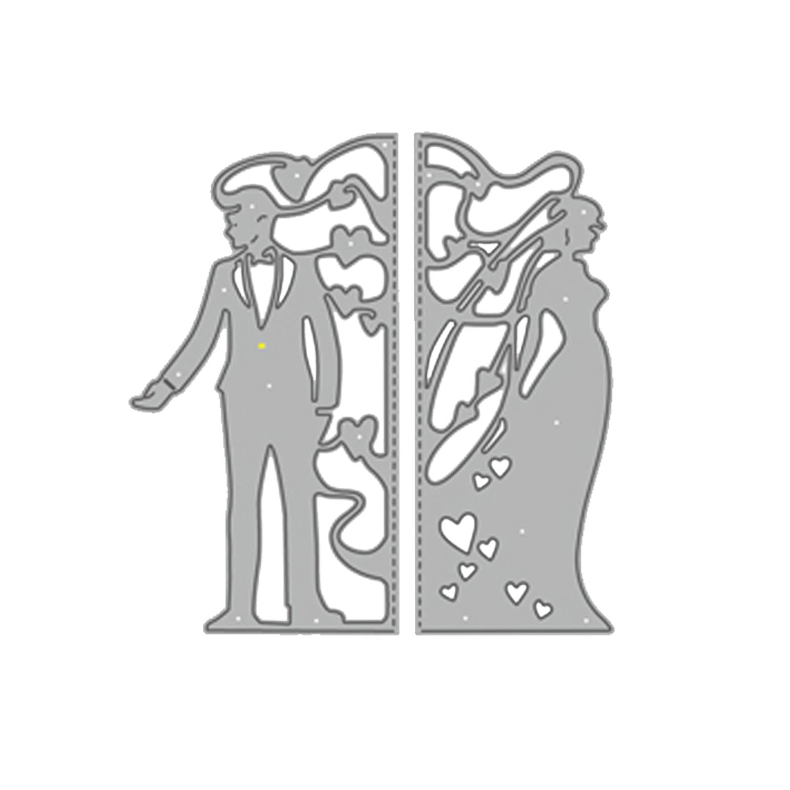 Bflky Bride Bridegroom Wedding Frame Background Metal Cutting Dies Stencil Die Paper Greeting Card Template
