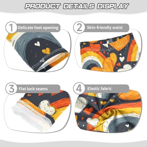 Cute Rainbow Heart Girls Leggings Ultra Soft Compression Yoga Gym Pants for Kids 4-10T3