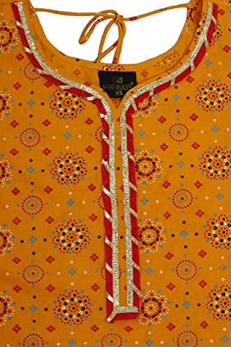 Image of GOD BLESS Yellow Colored Bandhani Printed Kurta With Skirt