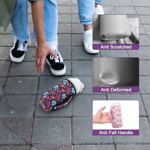 Image of Water Bottle Sleeve with Handle for Owala Kids FreeSip 16 oz, Water Bottle Scratch Resistant Sleeve, Neoprene Cover Compatible with Owala 16 oz for Boys Girls to School Travel (Abstract Flower)