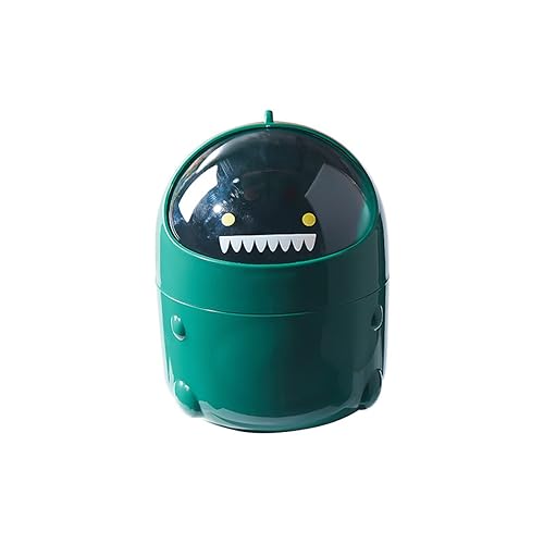 Mini basurero de escritorio de 0.63 galones con tapa, lindo cubo de basura para encimera de dinosaurio, papelera de plástico para oficina, cocina,