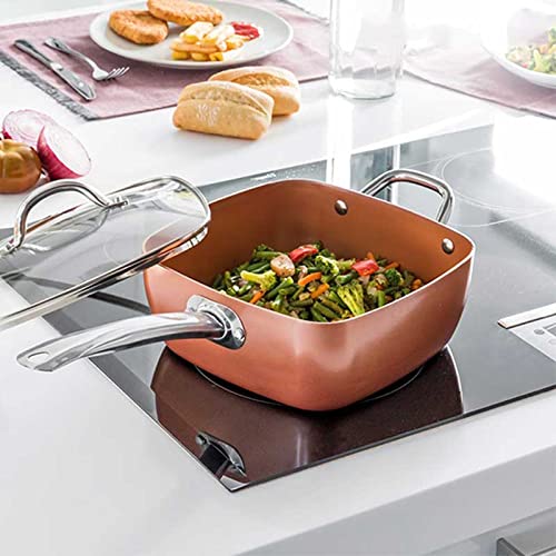 SHOP-STORY - COPPER 5-IN-1: Sartén multifunciones 5 en 1 para todo tipo de fuegos cocinados al horno, freidora, Sartén