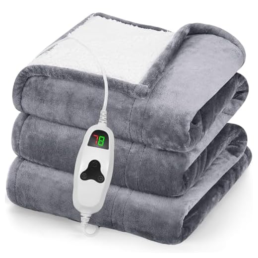 Heated Blanket Electric Blanket Throw,50“ x 60” Heating Blanket,Thick Warming Plush Electric Lap Sherpa Gifts for Women,Mom,Grandma with 5-Position Timer &10 Heating Levels,Grey