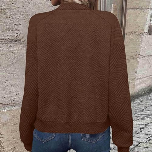 Blazer Jacket for Women Zip Up Bomber Jackets Fall Fashion Cardigan Sweaters Stand Collar Outerwear Casual Coat2