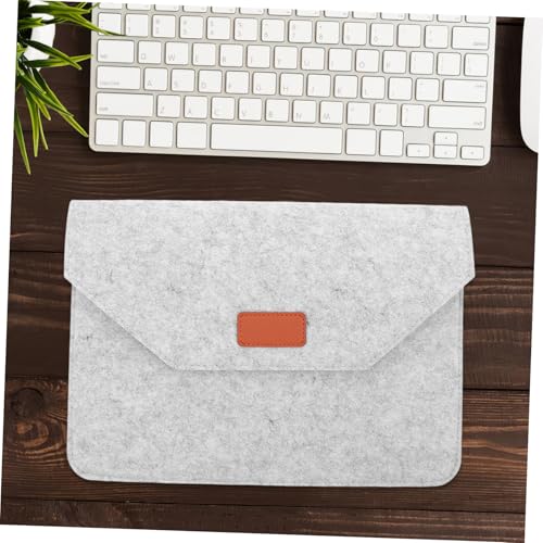 Funda para portátil de fieltro gris claro miniatura 3