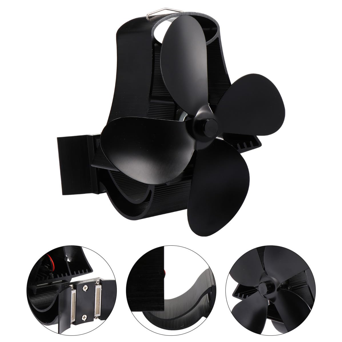 Ciieeo Ventilador de Chimenea Térmico de 4 Aspas, Aluminio Negro
