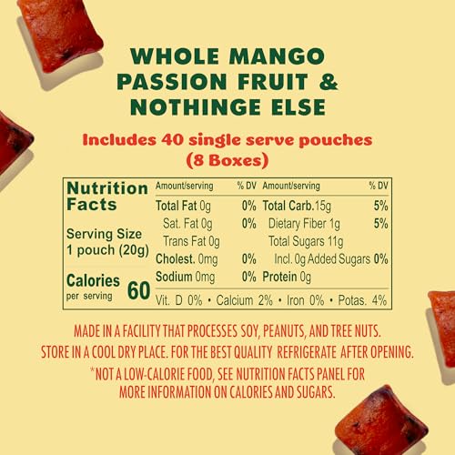 Image of SOLELY - Organic Mango & Passion Fruit Whole Fruit Gummies (Pack of 8 Boxes, 5 Bags per Box) - School Snacks - Healthy Snacks for Adults & Kids - Non GMO, Vegan Snacks, Shelf Stable - 40 Bags (3.5 oz)
