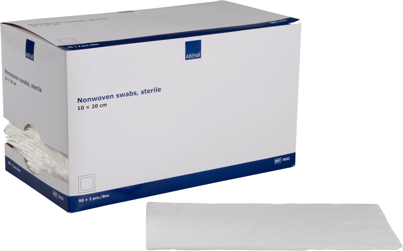 ABENA Gauze Pads, 50 Pack, 10x20cm Wound Dressings, Sterile, Soft Absorbent Gauze for Wound Dressing, Non-Adhesive Dressings for Wounds