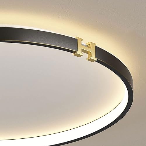 Miniatura 6 de ZSJPDP Nordic Personality Black Round Ceiling Lamp with Letter Decoration Lighting Fixture 24 Inch Thick LED Flush Mount Ceiling Light Three