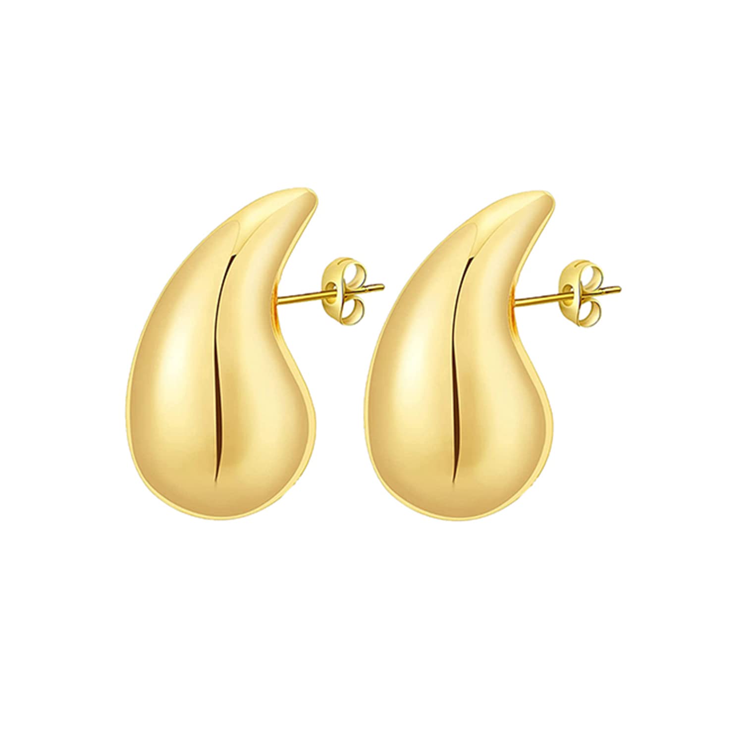 POVIKTeardrop Earrings Dupes for Women Gold/Silver Chunky Hoop Earring Dangle Water Drop Hypoallergenic Earring Set for Women