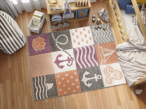 KC Cubs Boy & Girl Modern Decor Multicolor Area Rug and Carpet Collection for Kids, Toddlers and Baby Nursery, Nautical Ocean