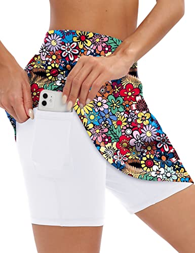 Image of LouKeith 19 inch Knee Length Skorts Skirts for Women Tennis Skirts Athletic Golf Skorts Casual Workout Skirt with Shorts Pockets