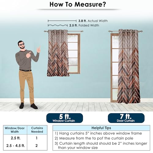 Image of Door Curtains 7 feet Long Set of 2 | Abstract Design | Polyester, Light Filtering Curtains and Drapes | Curtains for Living Room | (118 x 215 cm, Brown) | Perfect for Home Decor