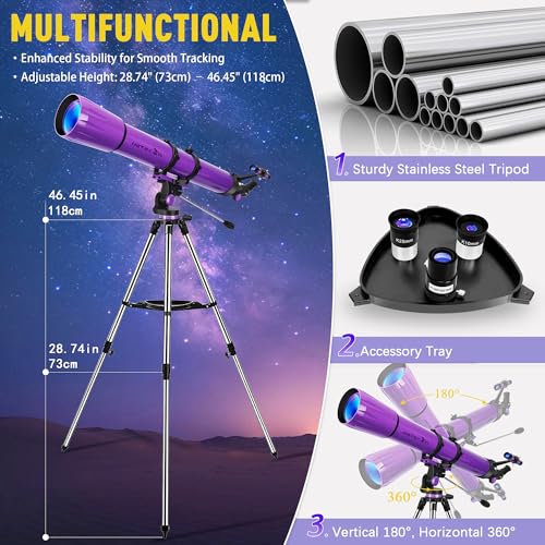 image for HETEKAN Telescope, Telescope for Adults High Powered, 90mm Aperture 10