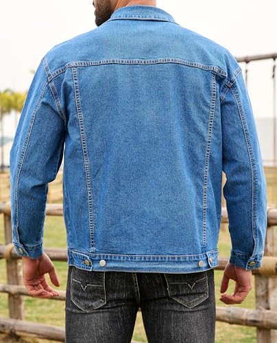 Image of Bindefon Denim Jackets for Men Trucker Jean Jacket Unlined Coats Spring Fall Outfits