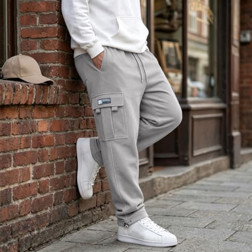 Men Wide Leg Sweatpants Loose Fit Fleece Drawstring Outdoor Jogger Pants - image 3
