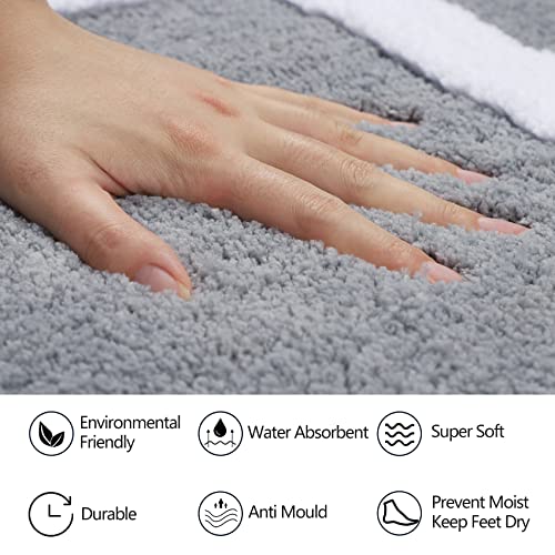 Famibay Pedestal Mat Non Slip U Shape Toilet Mat Machine Washable Toilet Bath Rug Water Absorbent Microfiber Bathroom Floor Carpet for Toilet Bathroom(Grey - Image 4
