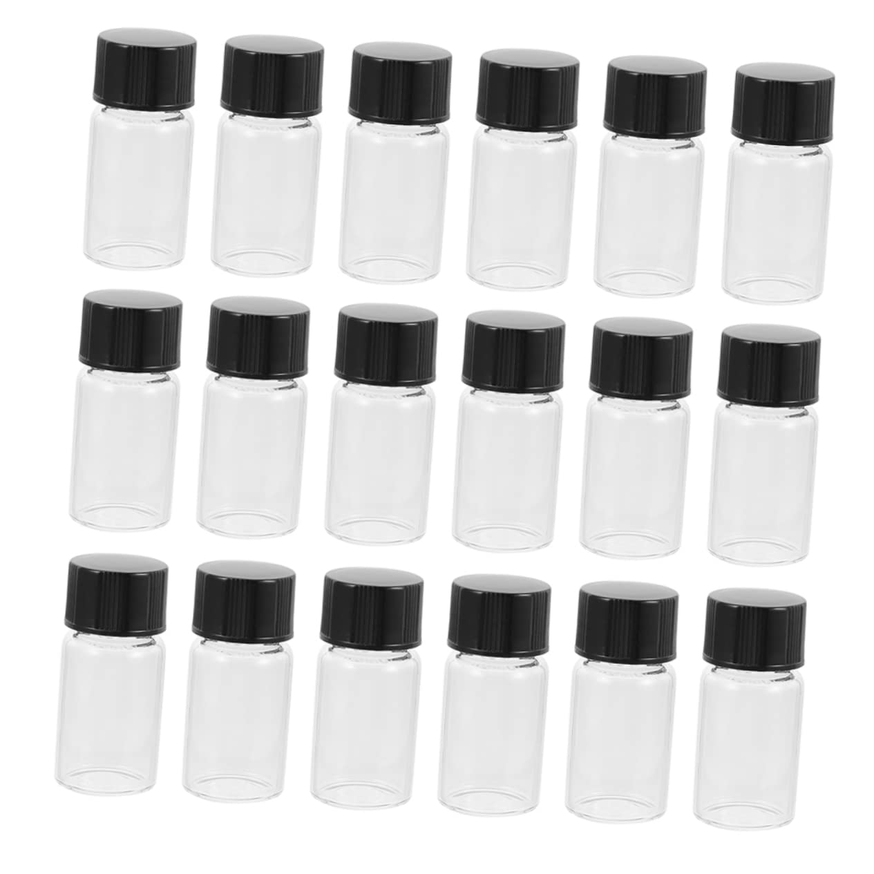 FRCOLOR 30pcs Essential Oil Bottles Glass Sample Vials Thickened Flat Bottom Leakproof Lids for Olive Oil Small Bottles