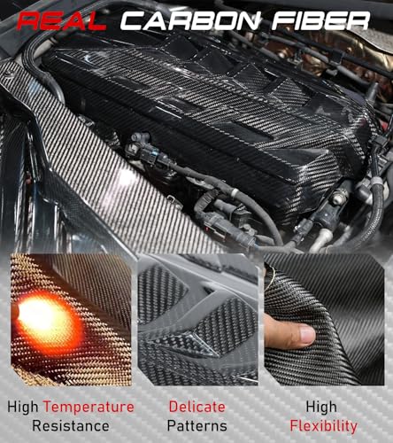 Image of C8 Real Carbon Fiber Engine Cover Fit for Corvette C8 2020-2025 Stingray E-Ray Z51 6.2L Carbon Fiber Engine Bay Covers