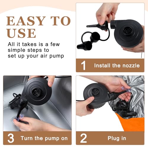 Image of Realspring 6 Pcs Inflatable Bean Bag Chair, Air Pump,Orange | Electric Pump for Inflation, Foldable Blow up Chairs for Outdoor Movie Seating, Portable Sofa for Adults Camping