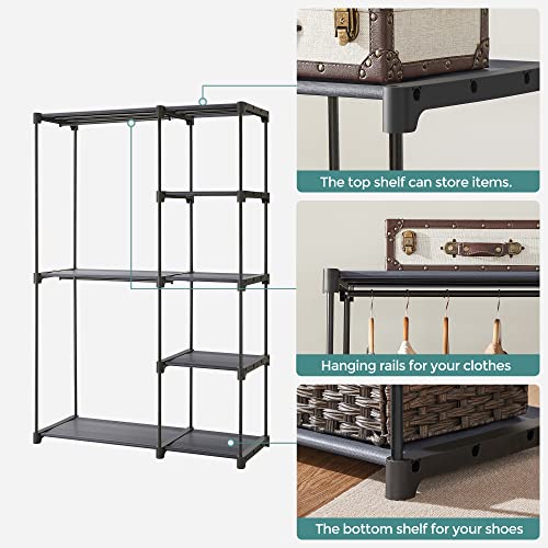 Image of SONGMICS Portable Closet, Freestanding Closet Organizer, Clothes Rack with Shelves, Hanging Rods, Storage Organizer, for Cloakroom, Bedroom, 44.1 x 16.9 x 65 Inches, Gray URYG024G02