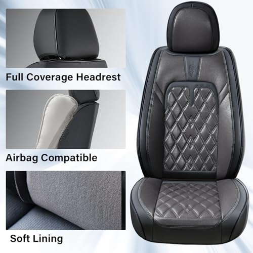 Image of Coverado Car Seat Covers Front Seats, 2 Pack Waterproof Leather Seat Covers for Cars, Luxury Car Seat Protector, Anti-Slip Design Seat Cushions, Black Seat Covers Universal Fit for Most Cars