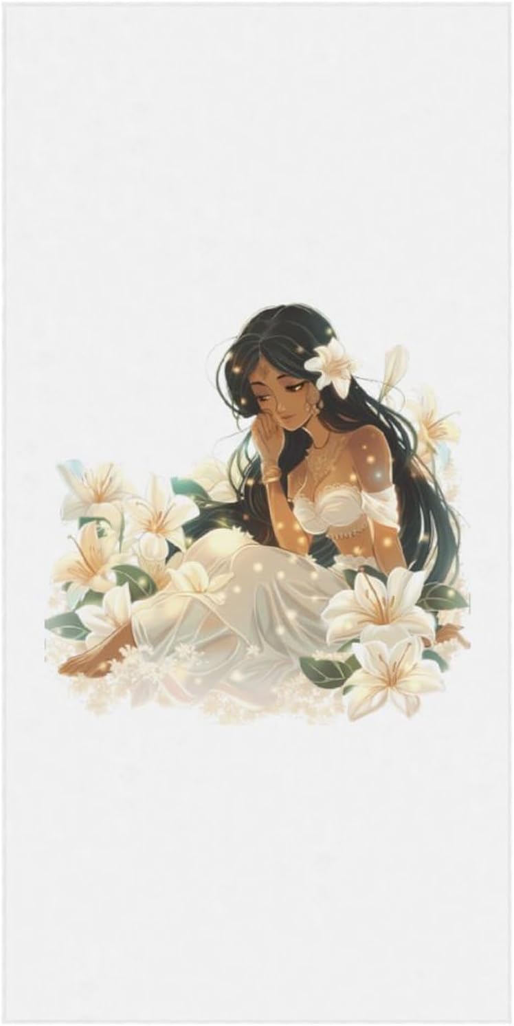 Girl On A Jasmine Flower Bath Towel Beach Towels Quick Dry Oversized Bath Blanket Highly Absorbent Towel for Women Men 160x80cm