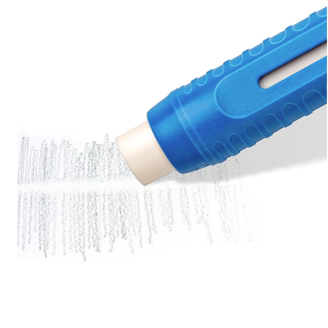 STAEDTLER 6er Pack Mars Kunststoff Radierstift mit nachfüllbarem Halter, Deutscher Radiergummi für Bleistifte, Wisch- & Reißfreie Präzision, Einziehbares Design mit Clip, Blau, 6 Stück