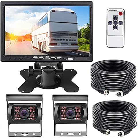 Car Reversing Camera, Facemoon Driving Camera with Monitor, Camera 18 IR Night Vision Waterproof Car Camera with for Car, Bus, Truck, School Bus, RV Cover
