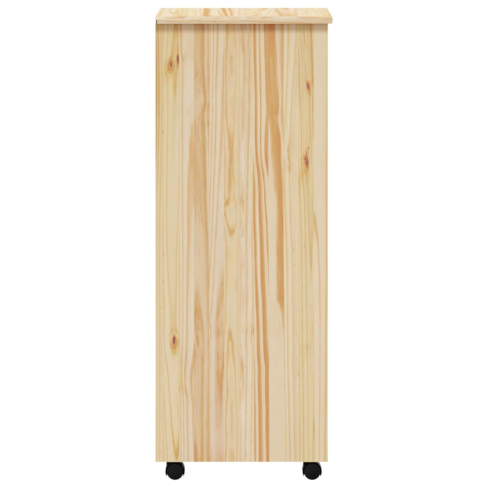 Kontener na kółkach z szufladami z litego drewna sosnowego, lakier bezbarwny, 34 x 39 x 103 cm, 8 przegródek, miejsce do przechowywania, do biura, salonu, korytarza lub warsztatu