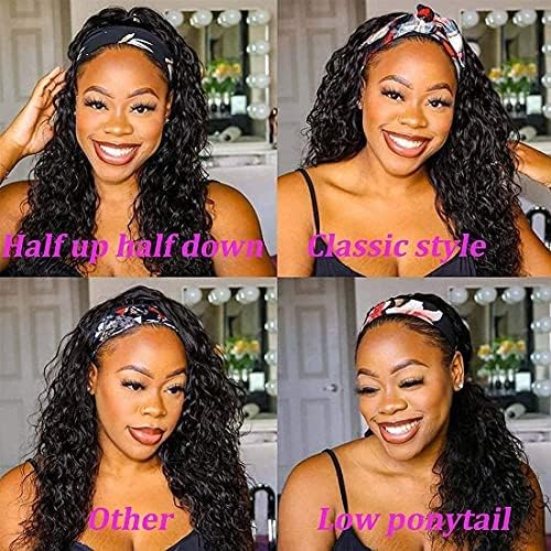Image of Punmasa Human Hair Deep Wave 24 Inch Curly Headband Wig for Black Women