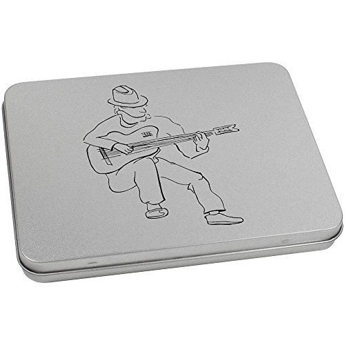Azeeda 170mm 'Guitar Player' Metal Hinged Tin/Storage Box (TT00046065)