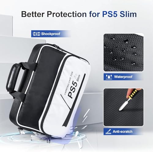 Image of New World for PS5 Slim Travel Bag Storage Bag ,Carrying Case for PS5 Slim, Large Capacity Protective Storage Bag Travel Bag Compatible with PlayStation 5 Slim Console and Controllers ( Only Bag)
