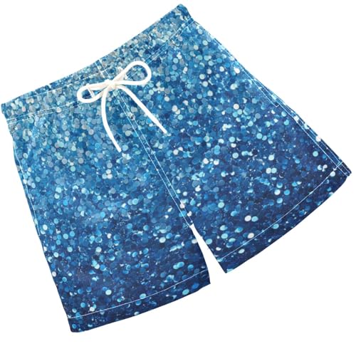 Pigsaly Boys Swim Trunks Ocean Ice Blue Sea Gradient Flashing Glitter Boys Board Shorts Swimsuit Swimwear Bathing Suit 2T