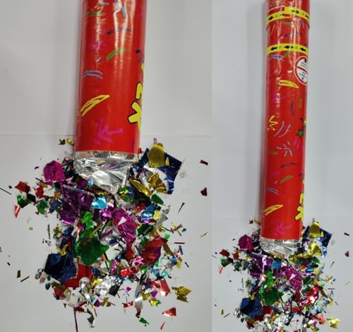 Image of Crave Party Poppers - Confetti Poppers for Birthday, Bachelor, Anniversary & More (2 Pack, 30cm, Red)