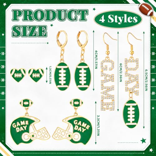 Image of Liliaafar 4 Pairs Game Day Football Earrings for Women | Football Mom Sports Game Day Charm Accessories for Outfits Shirts Set Fall Sport Jewelry Cute Sport Stud Football Sport Fans