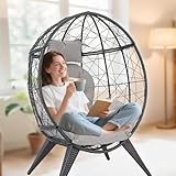 Rattan Egg Chair for Adult, Indoor Outdoor Patio Large Wicker Egg Chair with...