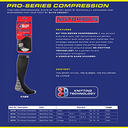 Elite Hockey, Notorious Pro-Series Compression Knee Sock (One Pair)3