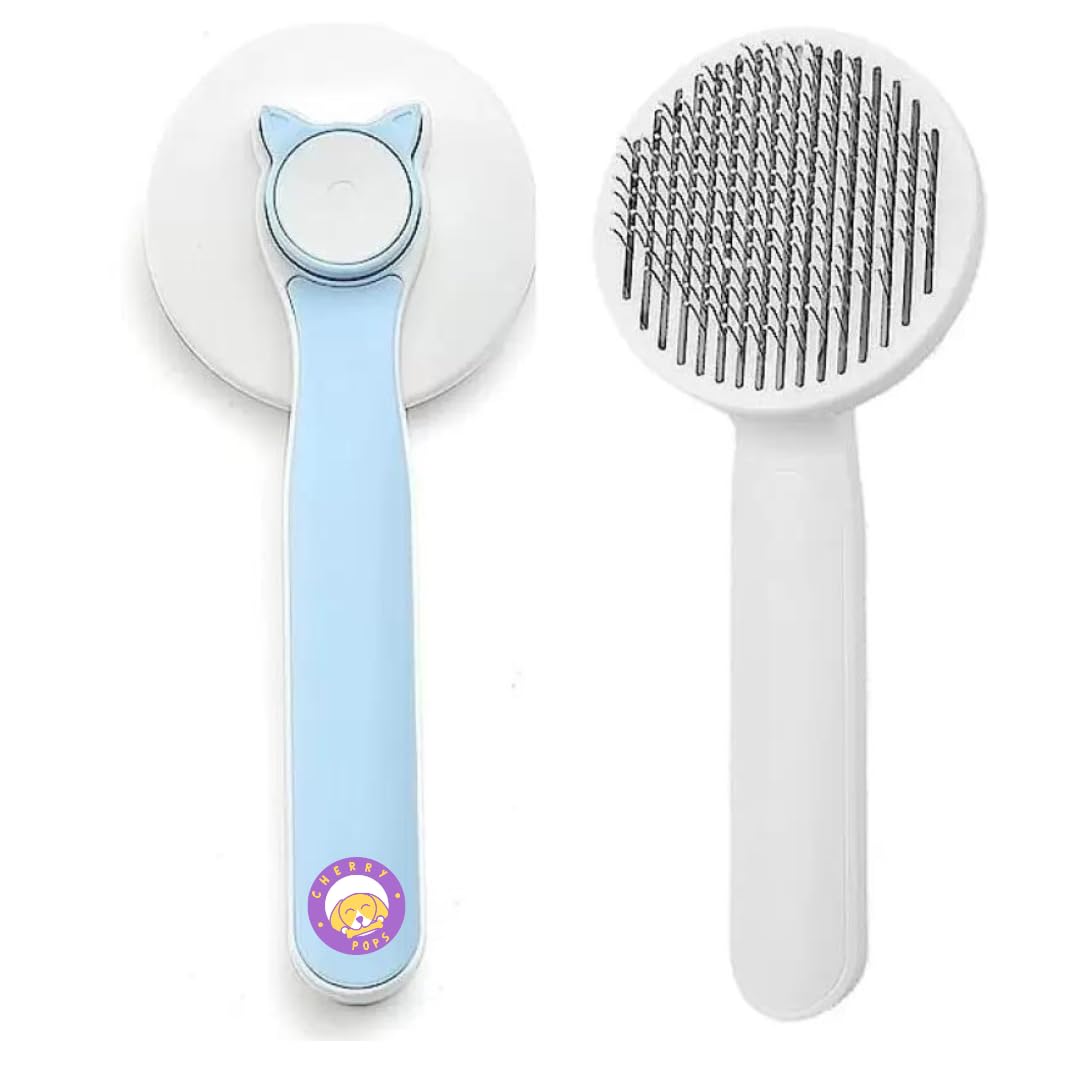 Cherrypops Self Cleaning Pet Grooming Brush for Massaging & Cleaning Loose Fur | Easy to Remove Loose Undercoat Suitable for All Pets with Long & Short Hair (Blue) (B0CTQT8CX9) Amazon Price History, Amazon Price Tracker