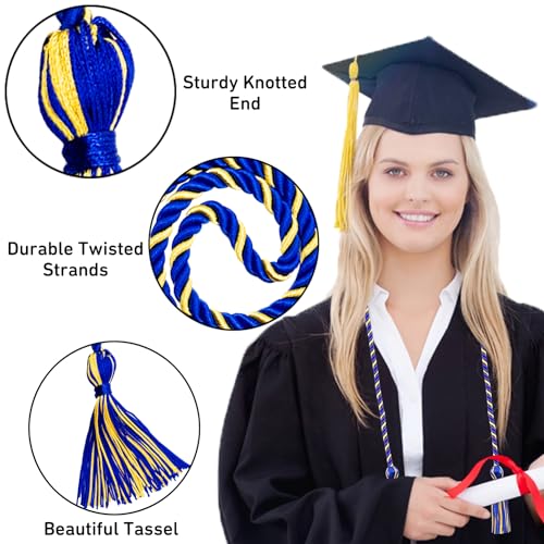 Image of Graduation Honor Cords Royal Blue and Gold Graduation Cords, 67 inch Long for Graduation Students