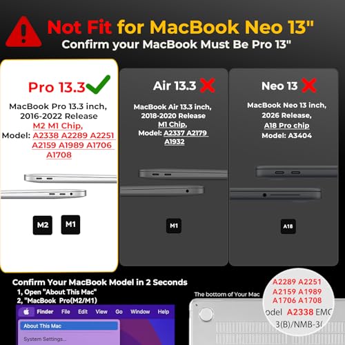 Image of EooCoo Case Compatible with MacBook Pro 13 inch M2 2024 2023 2022-2016 Release M1 A2338 A2289 A2251 A2159 A1989 A1706 A1708 Protective Hard Case with Keyboard Cover, Screen Protector, Crystal Clear