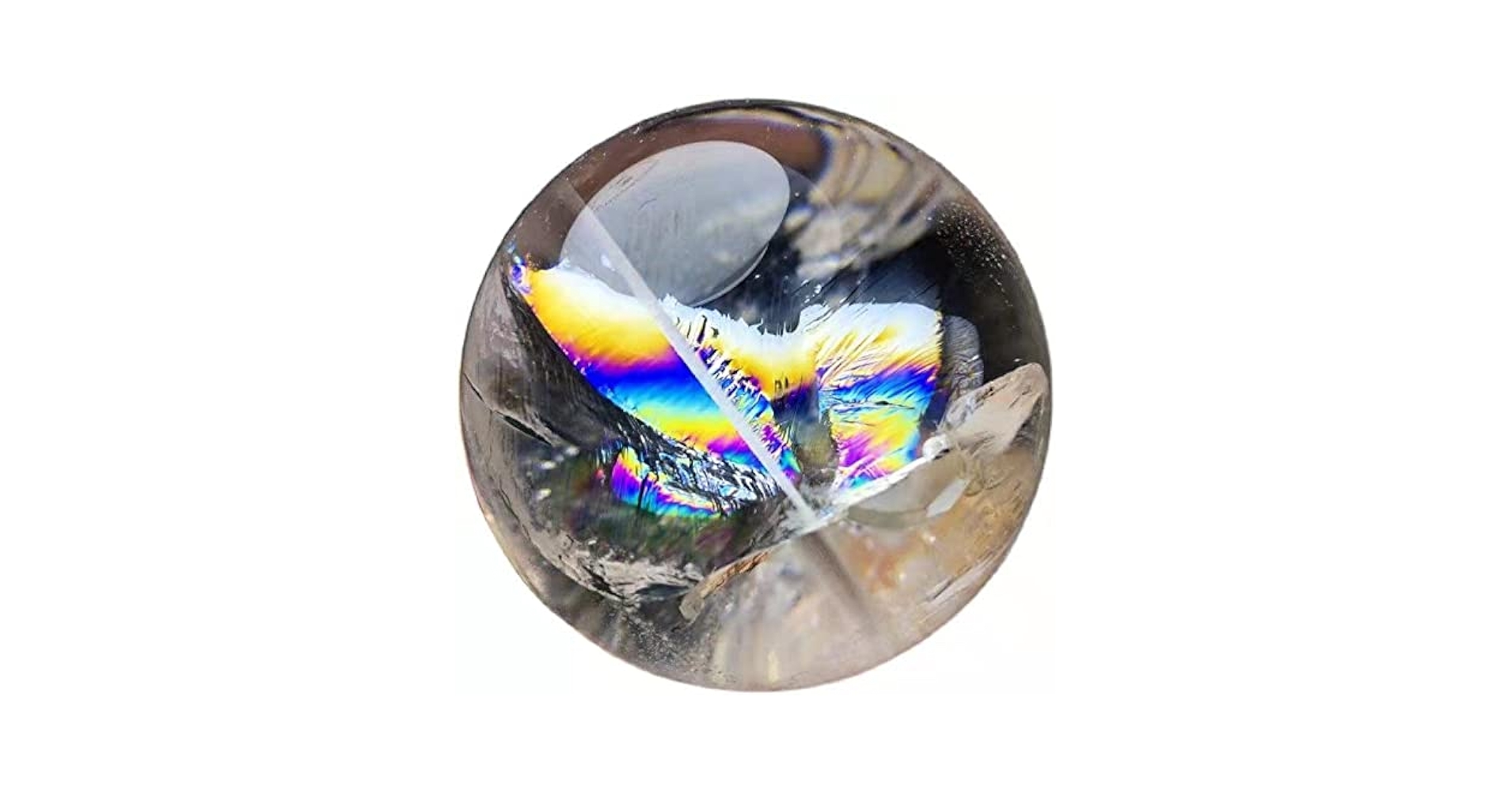 Amazon.co.jp: 天然水晶玉 虹入り 水晶玉 丸玉 原石 白水晶原石