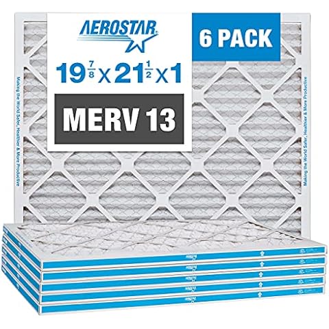 Aerostar 19 7/8 x 21 1/2 x 1 MERV 13 Pleated Air Filter, AC Furnace Air Filter, 6 Pack (Actual Size: 19 7/8"x21 1/2"x3/4") Cover