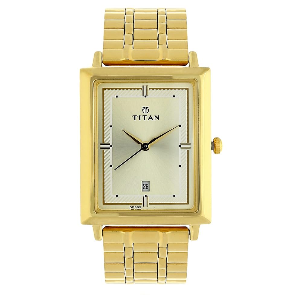 TITANWorkwear Men’s Chronograph Watch - Quartz, Water Resistant, Gold/Stainless Steel/Leather Strap