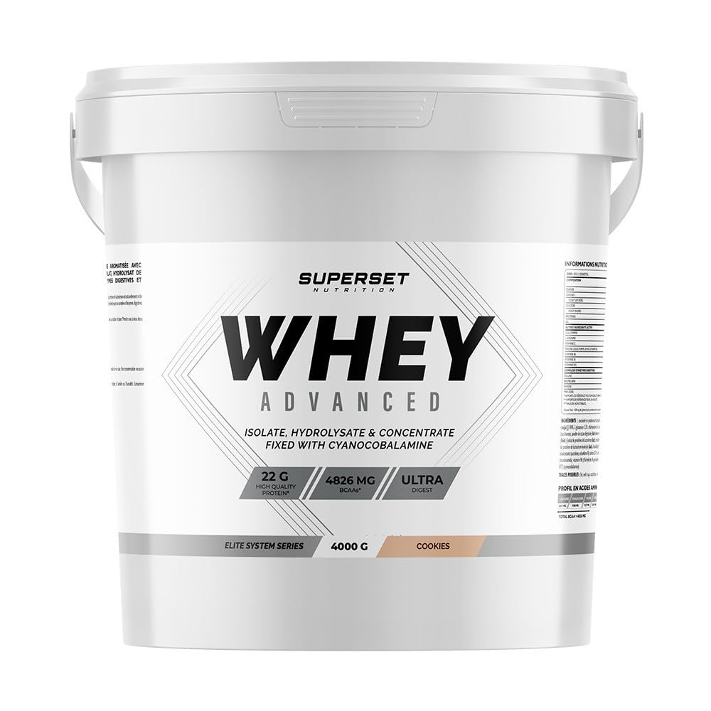 Superset Nutrition | 100% Whey Proteine Advanced (4kg) | Whey protéine | Pure Whey ultra-filtrée : 3 sources de protéines de haute qualité avec absorption rapide - Cookies