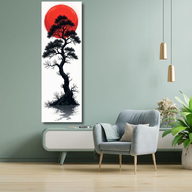 Affiche rétro érable noir et blanc grand format vertical pour habiller un mur vide - 4