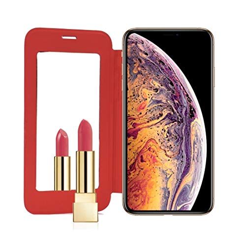Étui antichoc iPhone 11 Pro Max en PU rouge protégeant l'écran avec miroir