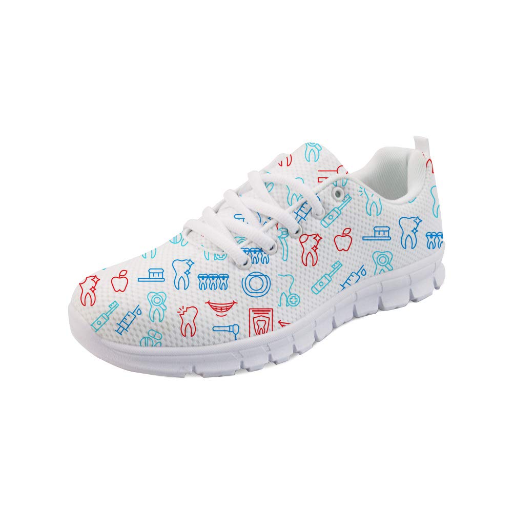 chaqlin Damskie męskie buty oddychające modne siatkowe trampki dla kobiet pielęgniarka sznurowane trampki uroczy medyczny wzór buty do biegania na zewnątrz sport siłownia platforma mokasyny, Wzór 4, 40 EU