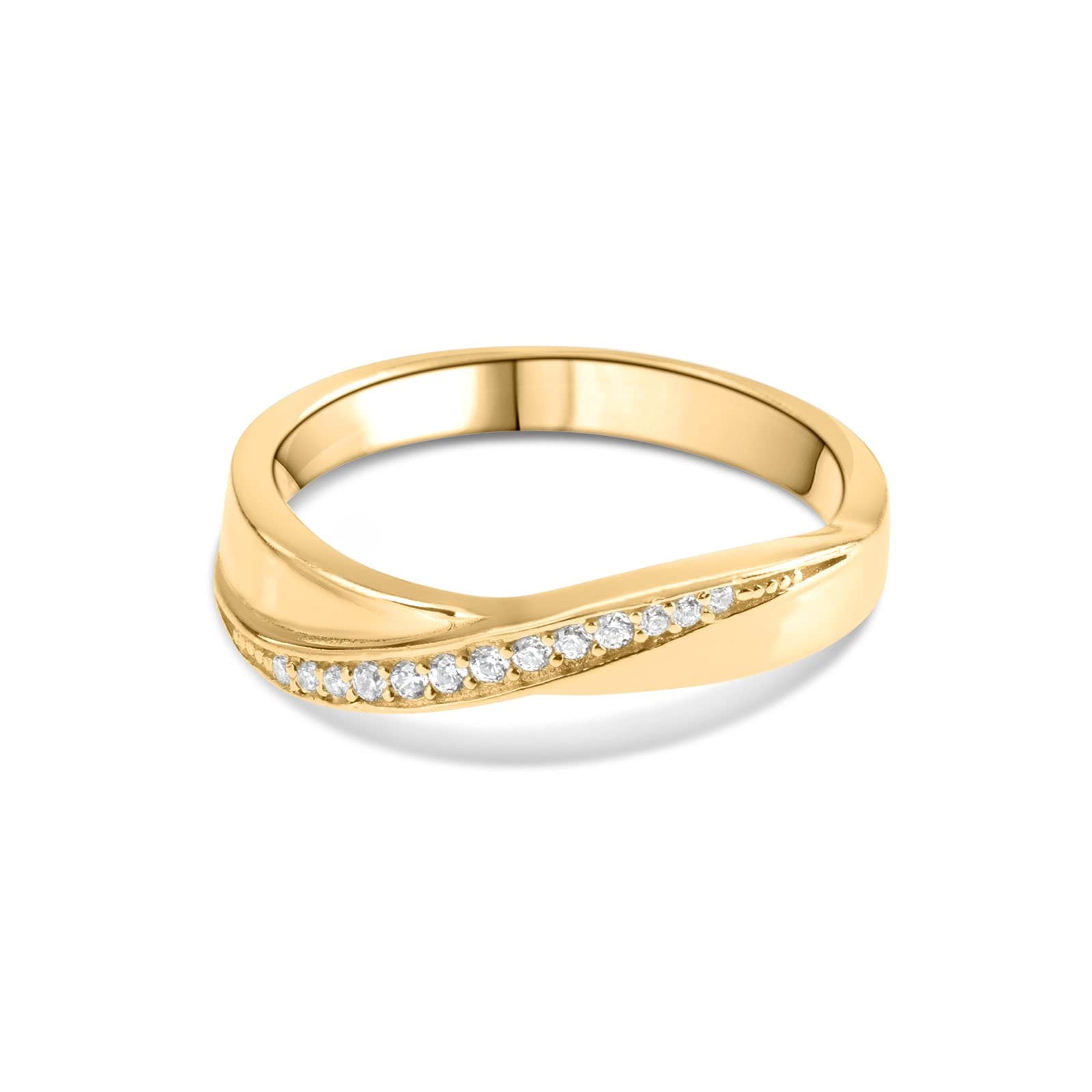 Kreuzring für Damen, 925er Silber, 18 Karat vergoldet, mit Zirkonia,