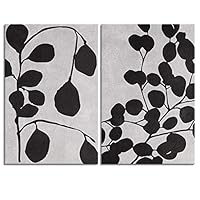 2 Panel Canvas Wall Art Black and White Flowers Canvas Prints Home Artwork Decoration for Living Room,Bedroom - 16